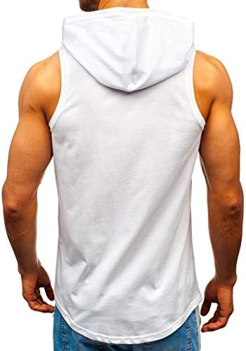 Muški tenk, muški rezervoar s kapuljačom vrhovi bodybuilding mišića odsječene majice sa kapuljačom na teretani bez rukava, vježbanje Atletski tee