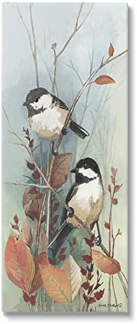 Stupell Industries Chikadee Birds sedeće lišće platno zid Art, dizajn Anita Phillips
