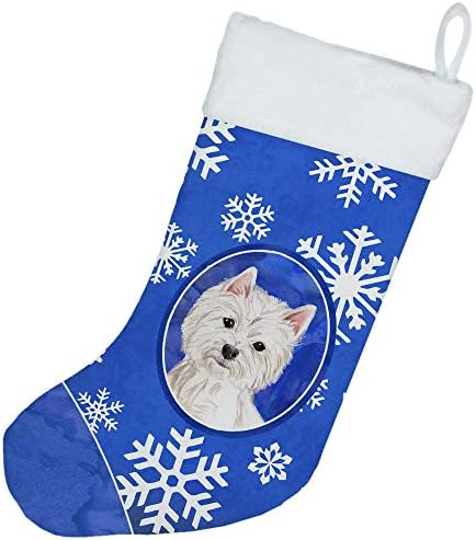 Caroline's Wires CK3931CS Zimske snežne pahulje Westie Božićna čarapa, kamin Viseći čarape Božićna sezona Dekor zabave Obiteljski