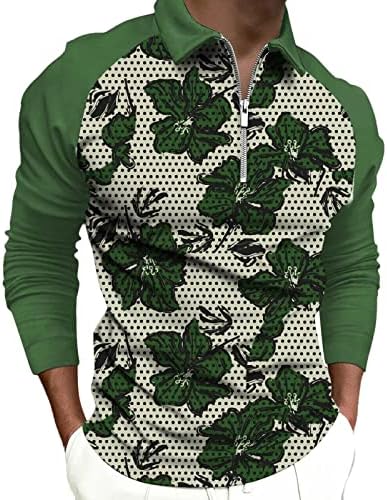 Beuu 2022 nove polo majice za muške, zip up vrat dugih rukava cvjetna polka tat patchwork golf top casual dizajnerska majica