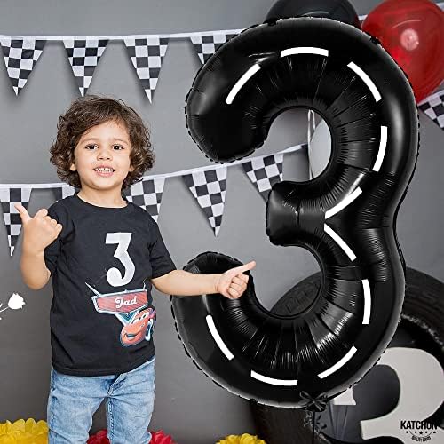 KatchOn, džinovski balon za trkaće automobile broj 3-40 inča / broj 3 balon za trkaće automobile | 3 balon za rođendanske potrepštine za trkačke automobile 3 godine / građevinski materijal za rođendanske zabave 3 godine
