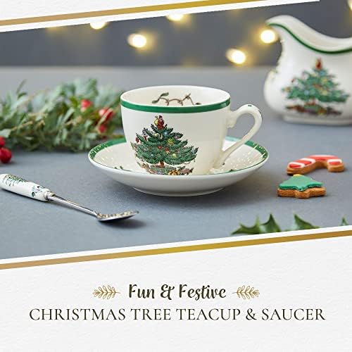Spodne kolekcija božićne stablo, kapacitet 12 unci, romantični oblik, čaj čaja s ručkom, šalica za kafu, vruću kakao i latte, sef