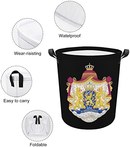 Grb Holandije štampane korpe za veš sa ručkama vodootporne sklopive okrugle korpe za odeću Organizator za odlaganje torbi