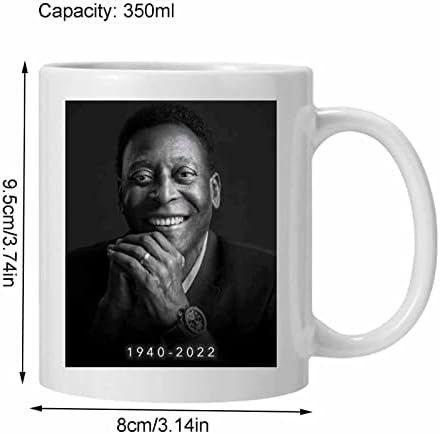 Pele King of Soccer Komemorativne krigle, 2023 Brazil Legend Pele Memorabilia Keramičke šalice kafe čaj za čaj za nogometne ventilatore