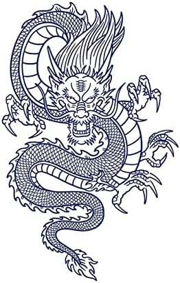 SHANGMAOYO Privremene tetovaže Vodootporne privremene naljepnice za tetovaže japansko stil crno bijeli plamen Dragon Art Tettoo Flash