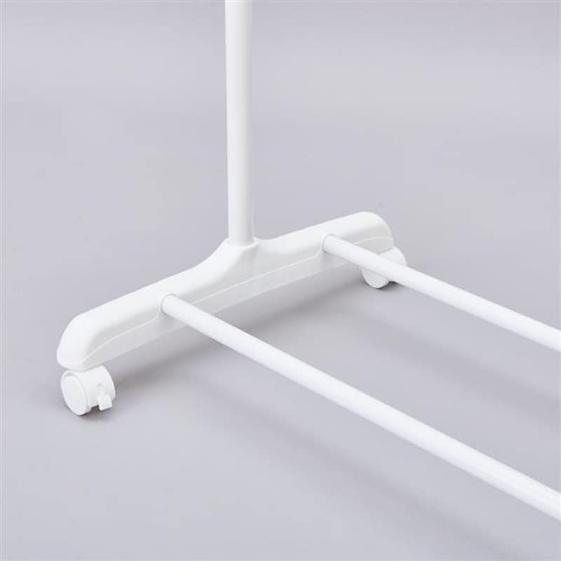 DOUBAO 2-u-1 stalak za kapute Rolling stalak za odjeću s donjim policama-bijeli svestrani stalak izdržljiva struktura