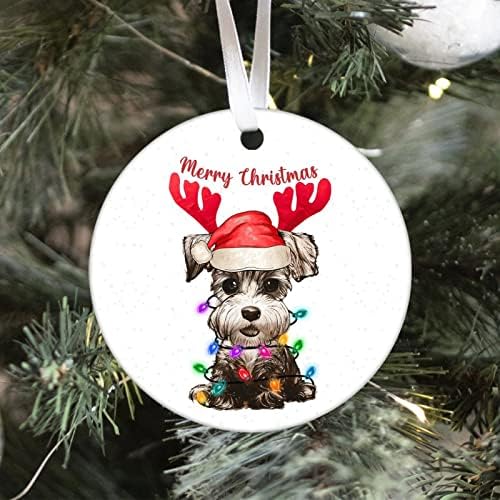 Pas sa rogovima Božićni ukrasi, Sretan Božić keramički Ornament, kućni ljubimac sa ornamentom za rogove, kućni ljubimac sa rogovima