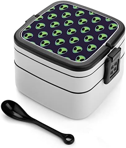 Smiješne vanzemaljske kutije za ručak Prijenosni dvoslojni Bento kutija Veliki kapacitet za ručak kontejner za hranu sa kašikom