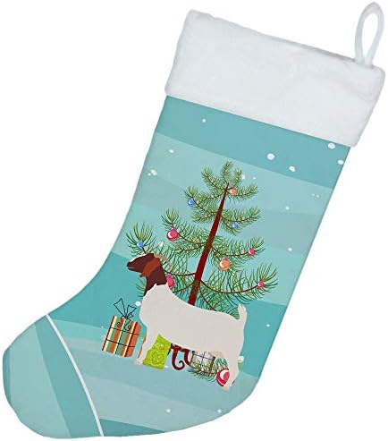 Caroline's Bliners BB9253CS Boer Goat Božićni božićni čarapa, teal, kamin Viseći čarape Božićna sezona Dekor zabave Obiteljski odmor,