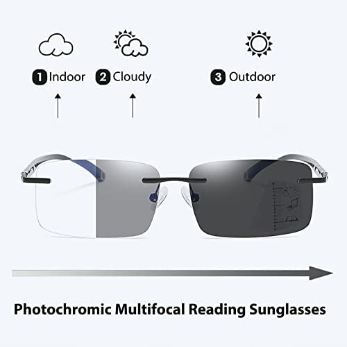 Kissoul PhotoChromic Multifokusni progresivni naočale za čitanje Muškarci Multifokalni tranzicijski čitač sunčanih naočala Anti-Blue