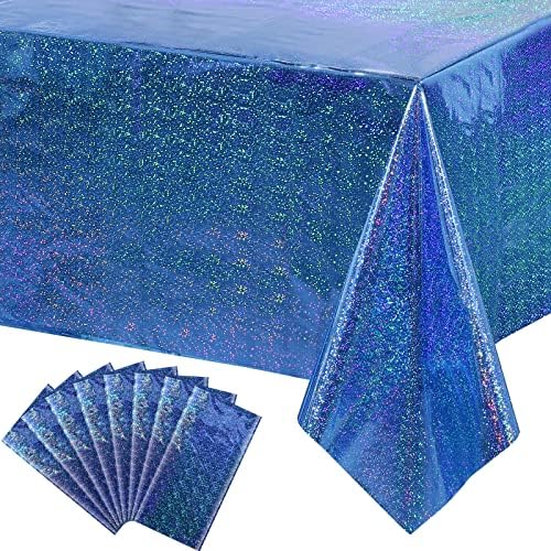 8 paketa Iridescence plastičnih stolnjaka sjajni laserski pravougaoni stol za jednokratnu upotrebu poklopci holografskog Folijskog