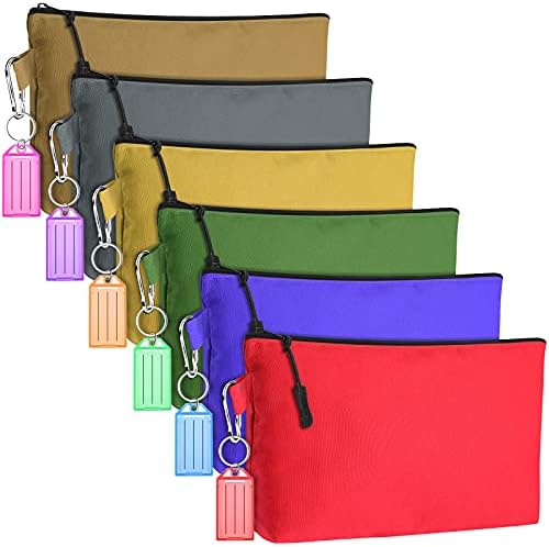 6 komada platna torba za torbu sa patentnim zatvaračem i 6 Identifikator ID tipke Tag Utility Canvas Zipper Alat Mala torbica za alat Set sa patentnim zatvaračem Metal Buckle Višenamjenski organizator pohrane, 6 boja
