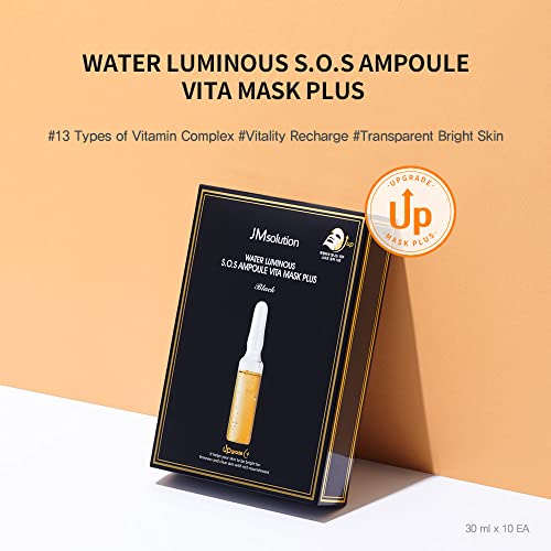 JMsolultion Water Luminous S. O. S ampula Vita Mask Plus-korejska maska za njegu kože za hidratantni efekat - Recharge Energy za sjajnu kožu - 10 listova za sve tipove kože