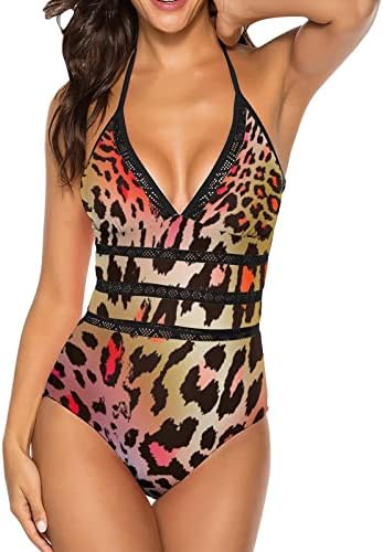 Ženski Jednodijelni kupaći kostim V izrez sa životinjskim printom modni kupaći kostim