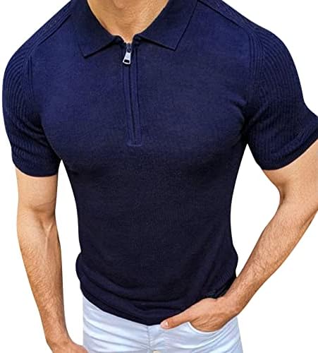 Muška prednost performanse kratkih rukava Lapel SOLID POLO košulje Ležerne tanke klasične fit pamučne golf majice