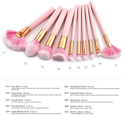 Renslat 10 / 4pcs Četkice za šminku Set ružičasta drva za osnivanje Fondacija Professional Make up četkica Beauty Tools Kit Lip Liner