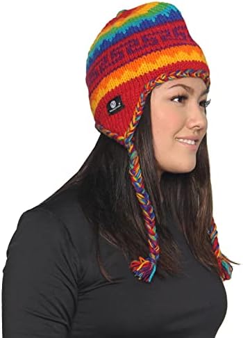 Kayjaystyles Nepal Hand Knit Flaps BEANIE SKI Vunet šešir i rukavice Mitten Set