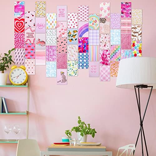 50 kom Preppy estetske slike Pink zid kolaž Kit slatka Preppy soba dekor trendi mali Preppy Photo Wall Pink posteri za sobu estetski