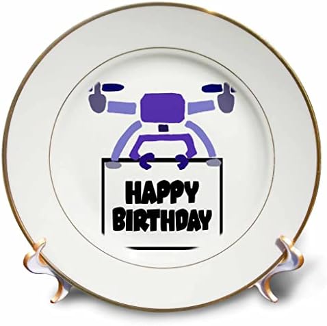 3drose smiješni slatki dron koji nosi znak za Sretan rođendan Drone Satire crtane ploče