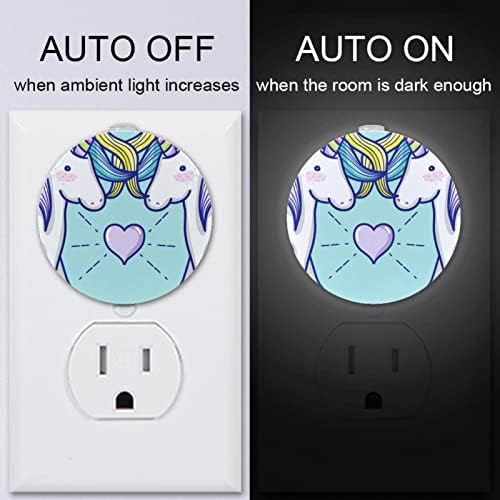 2 paketa Plug-in Nightlight LED noćno svjetlo sa senzorom sumrak-to-Dawn za dječiju sobu, rasadnik, kuhinju, hodnik Fantasy Unicorn parovi Magic World