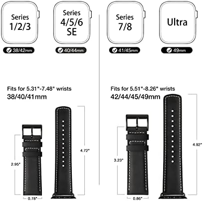 SunfWR kožni trake kompatibilni sa Apple Watch Band 41mm 40mm 38mm za muškarce, vrhunsko zrno originalno zamjensko remen za iwatch ultra se2 serije 8 7 6 5 4 3 2 1