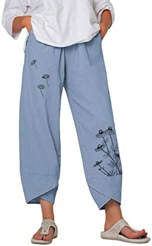 Firero ženske hlače za žene Ljeto pamučne pantalone pantalone Ležerne prilike labave fit print plaže Crop hlače Capris