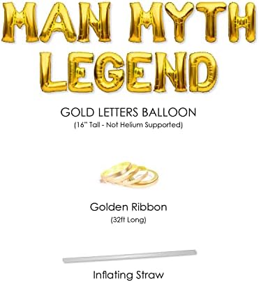 Partyforever Gold Man Myth Legend Foil Balloons Banner za penzionisanje, Dan oca ili oca rođendanske zabave