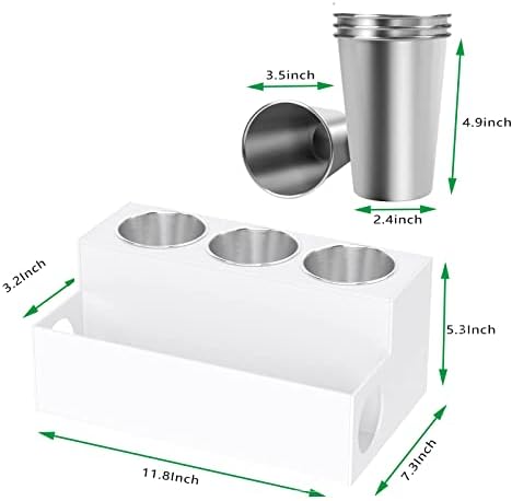 Pecmuikee Organizator za kosu, akrilni alat za kosu Caddy Countertop puhački sušilica Skladište sa 3 šalice za kupaonicu, spavaću sobu, ured, bijeli