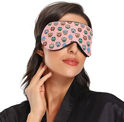 Ružičaste sove uzorak prozračne maske za spavanje, hladno osjećati poklopac za spavanje očiju za ljetni odmor, elastično oblikovanje