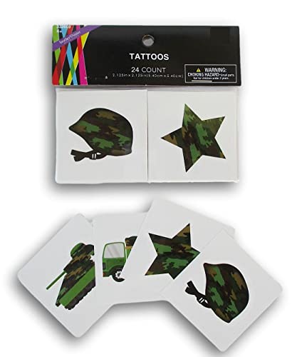 Party Dobiva mamuflažna vojska naklonosti - privremene tetovaže - 24 slatke kvadratne tetovaže, WMBA37710