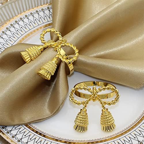 Ganfanren 6 / kom Zlatni salvetni prstenovi metalni nosači salveta za božićne vjenčane večere ukrasi za stol za zabavu