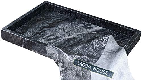 LAGOM Kuća Mramorna ladica, prirodni crni mramorni isprazniti kuhinjski kupatilo | Mramorna ladica Kamena ukrasna ladica za posluživanje
