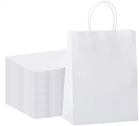 Gssusa Bijela Kraft papirna poklon torba sa ručkama, 10x5x13 papirne kese za kupovinu u rasutom stanju 100 kom, Party Favor, Maloprodaja,