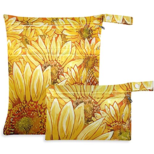 Vissunny suncokret s leptirnim cvjetnim 2pcs mokre torbom sa džepovima sa zatvaračima koji se može zamijeniti u sobi za upotrebu za