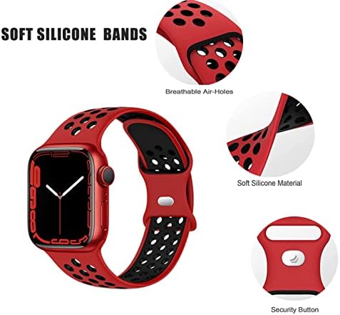 Sportski opsezi kompatibilni za Apple Watch Band 45mm 44mm 42mm 41mm 40mm 38mm Muškarci Žene, Mekani silikonski zamjenski bendovi kompatibilni za Apple Watch Se serije 7 6 5 4 3 2 1
