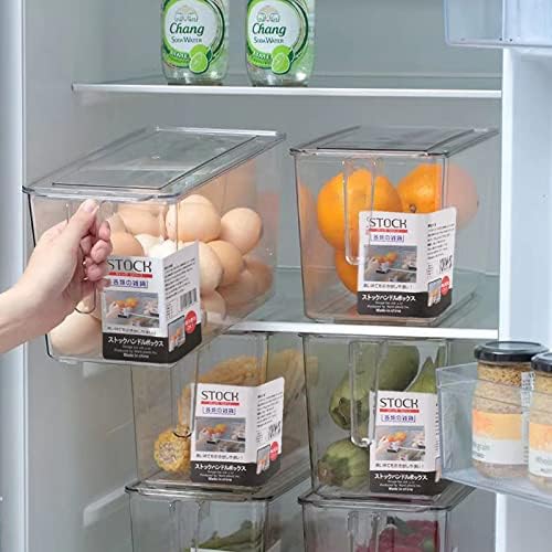 Frižider organizator i ostava Clear - kontejneri za hranu u 2 pakovanja sa ručkom i poklopcima - organizacija plastičnih kuhinja za voće i povrće - kontejneri za čuvanje proizvoda za frižider