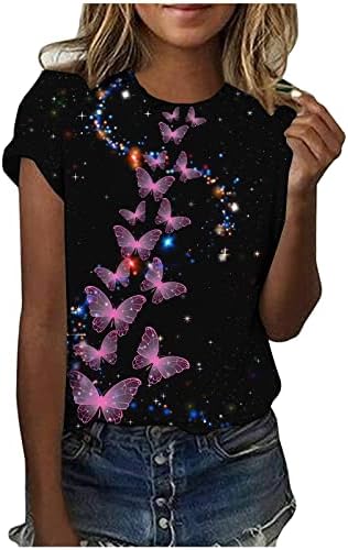 Ljetni vrhovi za žene šareni print T Shirt okrugli vrat kratke rukave bluze 2023 Fashion Shirts