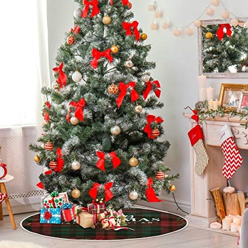 Alaza Christen Tree Dekoracija suknje, mali mini suktni suknji 35,4 inča sa sretnom božićnom i sretnom čestitkom za božićnu zabavu Kućni ukrasi