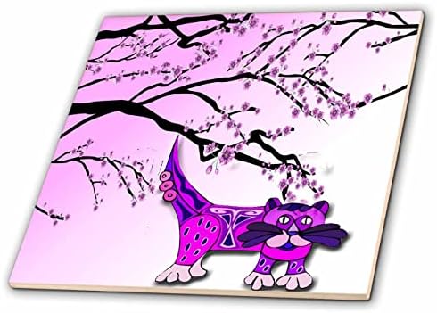 3drose duhovna buđenja-Divlje životinje - divlja mačka i Orijentalna pozadina-pločice