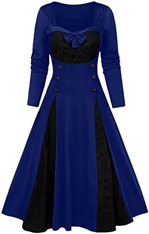 Ženska maxi haljina 2022 plus veličine Gothic Punk Prom formalne haljine modna lubanja Ispis kvadratnih vrata Vintage čipka haljina