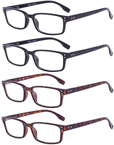 Okažite naočale za oči za oči - 4 paketa Čitači Comfort muškarci (2tortoise-2black, + 1,00)