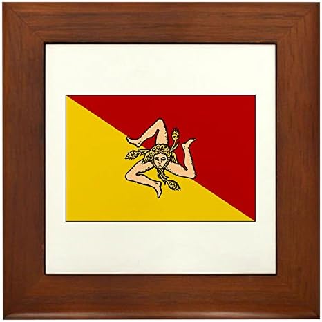 Cafepress Sicilija Sicilijanska Zastava Uokvirena Pločica Uokvirena Pločica, Dekorativna Zidna Vješalica