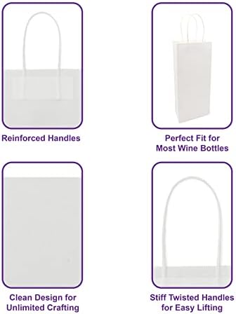 SAM WRAP wrap torbe, bijele papirne kese, za vino alkoholna pića 5.75 x 3.25& 34; x 13 & 34; poklon torbe, bijele Kraft torbe