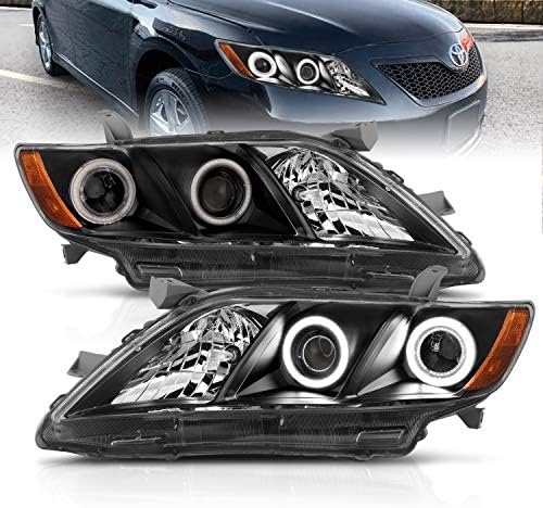 AmeriLite za 2005-2007 Toyota Camry Xtreme Dual LED Halos projektor Crni zamjenski farovi Set-suvozačeva i vozačka strana