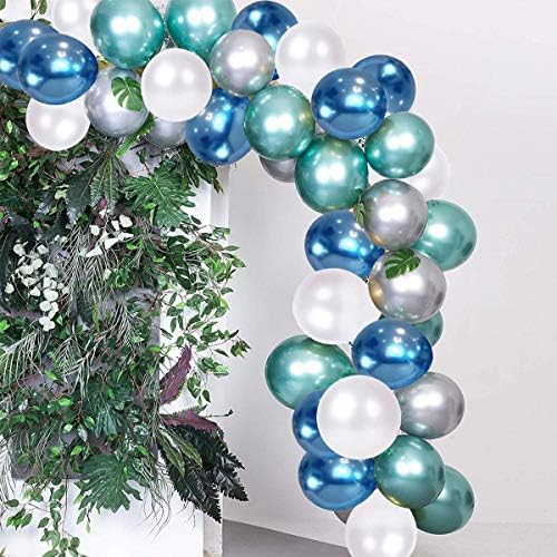 Plavi i srebrni metalik Hromirani baloni od lateksa, 50 kom 12 inča zeleni metalik baloni bijeli lateks Baloni za svadbeni tuš vjenčanje