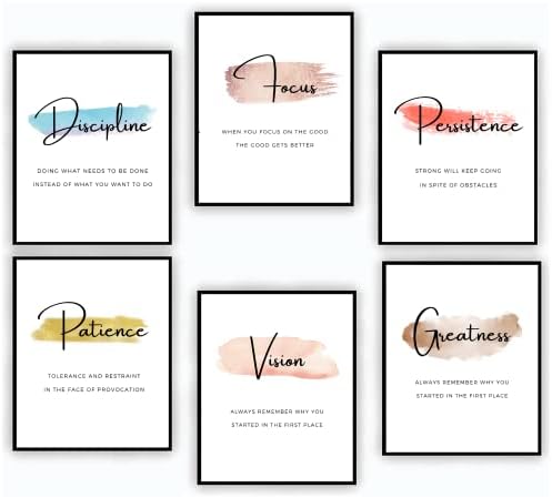 Inspirational Wall Art-motivation Wall Art For Office & amp; Classroom wall Decor-Inspirational Quotes & Izreke - Daily Afirmations For Men, Women & amp; Kids-Black & amp; White poster Prints-8X10, Set 6 Made in USA