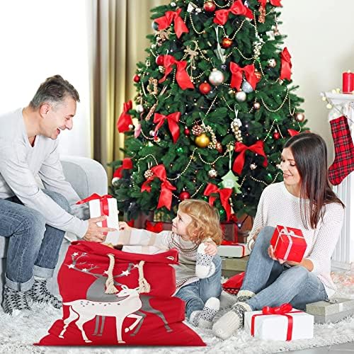 Thovsmoon Božićna torba Santa vreća sa crtačem Redera Crvena dostavna dizajn poklon torba Xmas predstavlja veliku veličinu 19.5 x27.5 (crveni jelen)