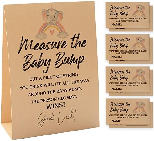1 Izmjerite Baby Bump Kraft znak & amp; 50 set kartica za pogađanje, rodno neutralni tuš za bebe, ukrasi za tuširanje beba, igre za tuširanje beba / 093KF