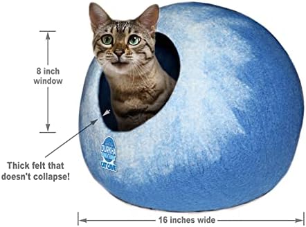 Durkha pećinski krevet za mačke, ručno rađena pećina za mačke, vunena pećina za mačke, mahuna za mačke u obliku kupole, kreveti za