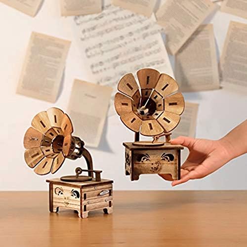 Xjjzs muzička kutija retro drvena gramofon muzička kutija kreativna DIY ukras muzika za djevojke djevojke Dječji rođendanski pokloni